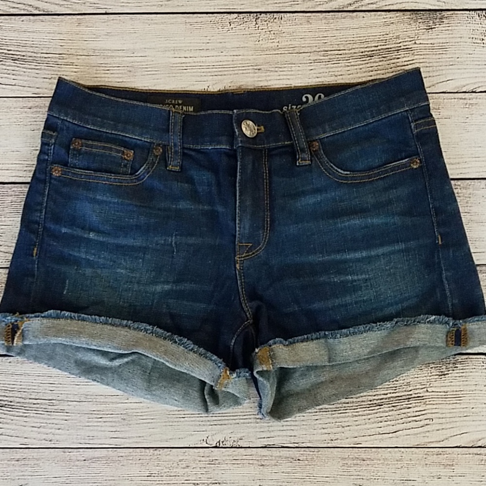 J Crew Denim Cutoff Shorts in Dark Von Wash